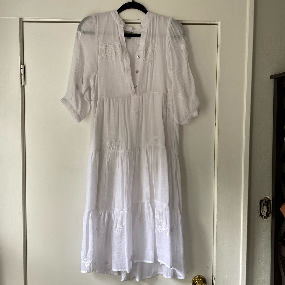 White maxi embroidered dress
